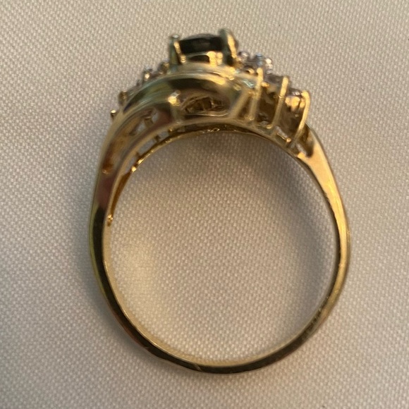 Natural 1.99 Cts Sapphire & Diamond Cluster 14K Yellow Gold Ring Sz 9.5 - Picture 9 of 11